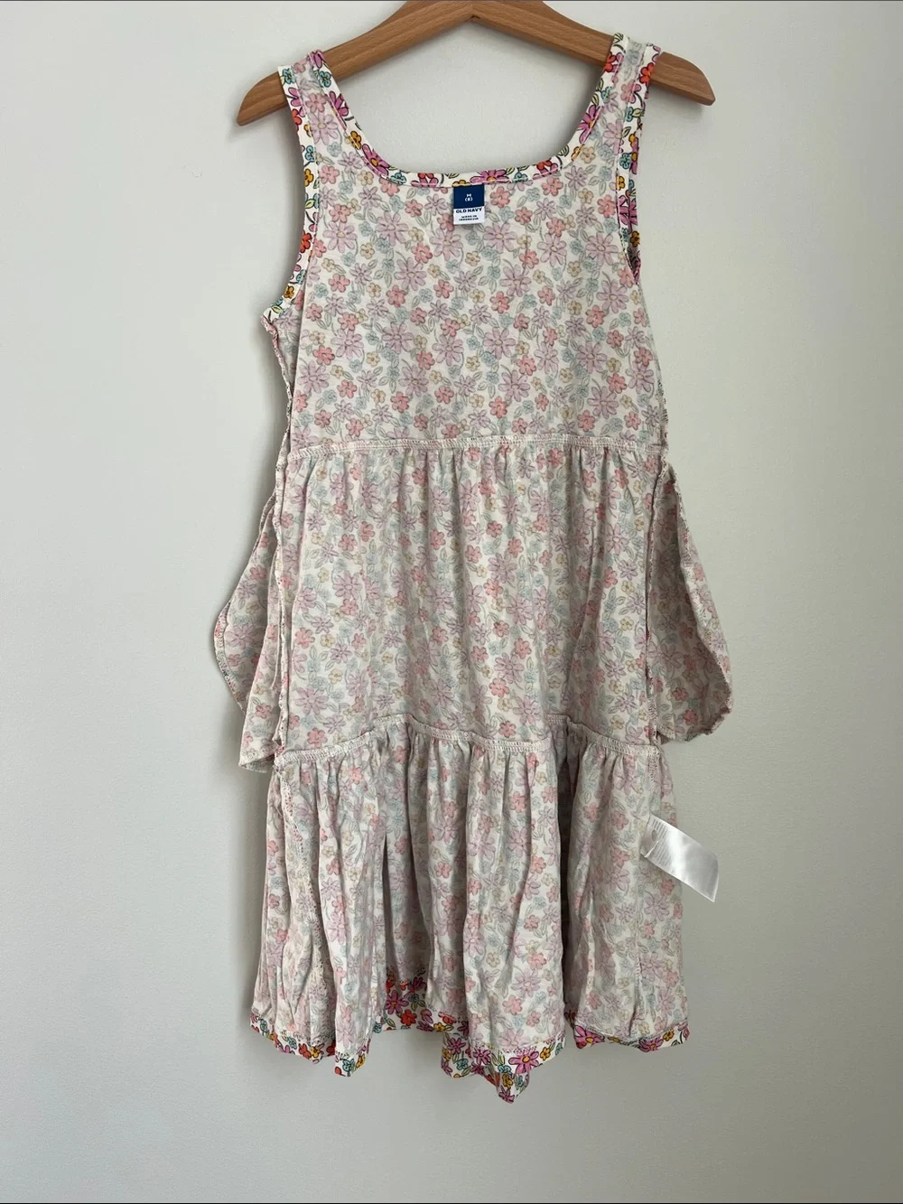 Old Navy l Cotton White Floral Tiered Dress Multi-Color Flowers #867463-01 Sz M